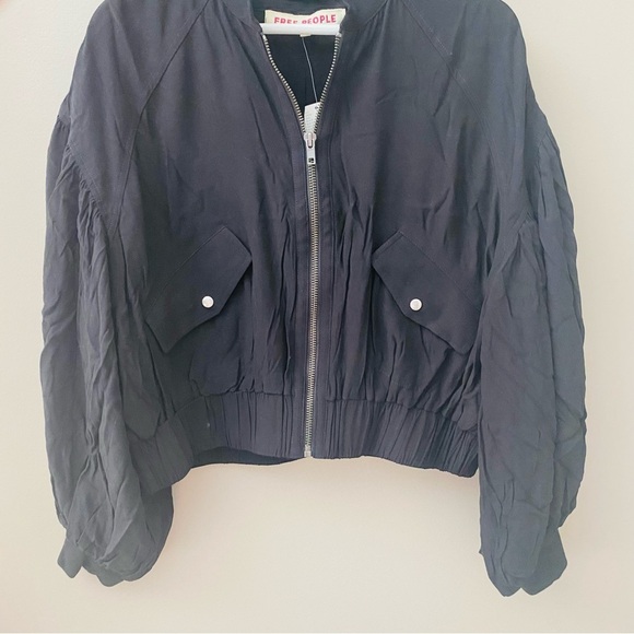 Free People On Pointe Bomber Jacket Black Sz Small - Picture 3 of 8